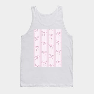 Coquette pink bows on a vertical stripes background Tank Top